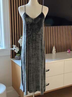 ATM Anthony Thomas Melillo Velvet Slip Dress Pewter Size S